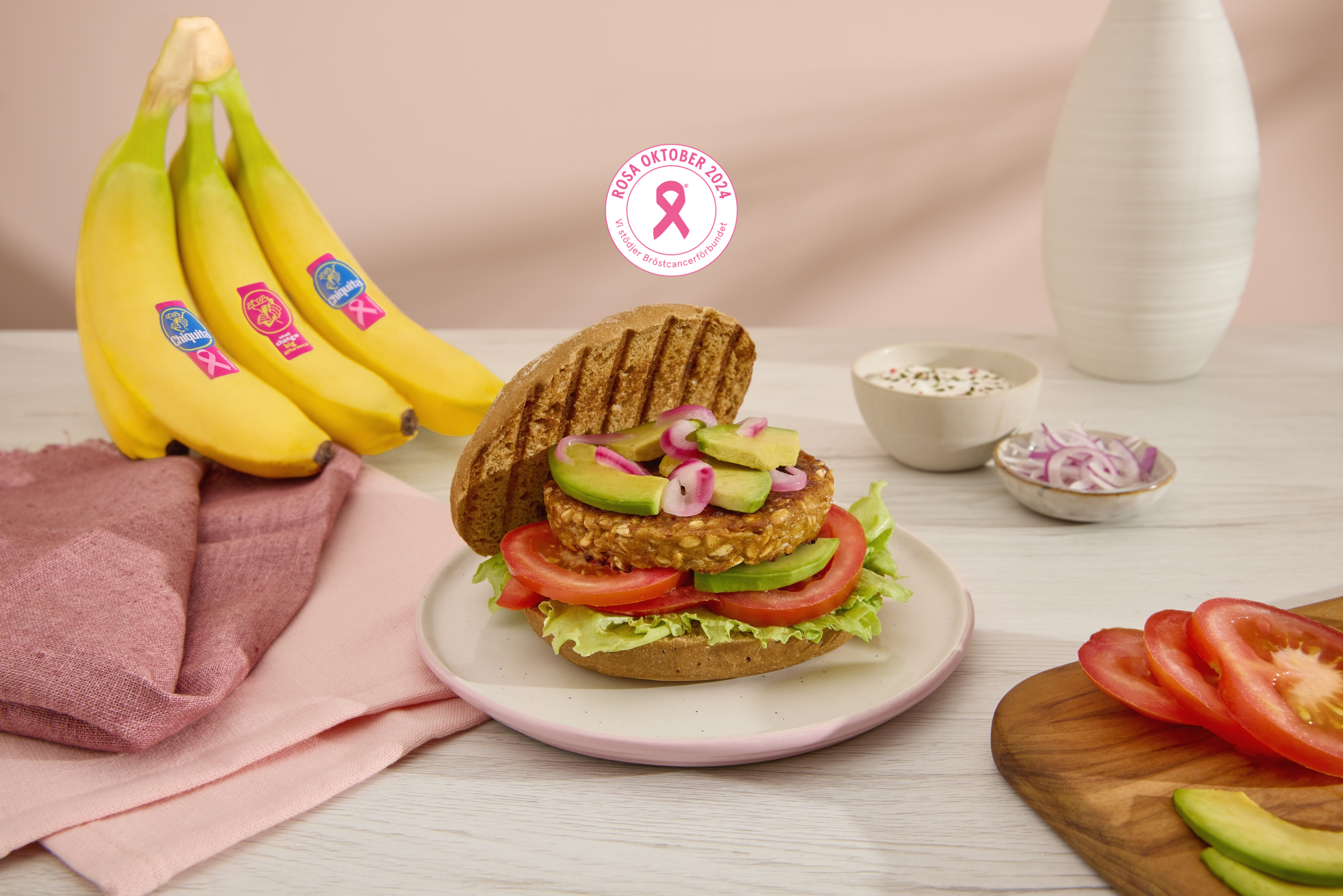 Vegetarisk hamburgare med Chiquita-banan och kikärtor