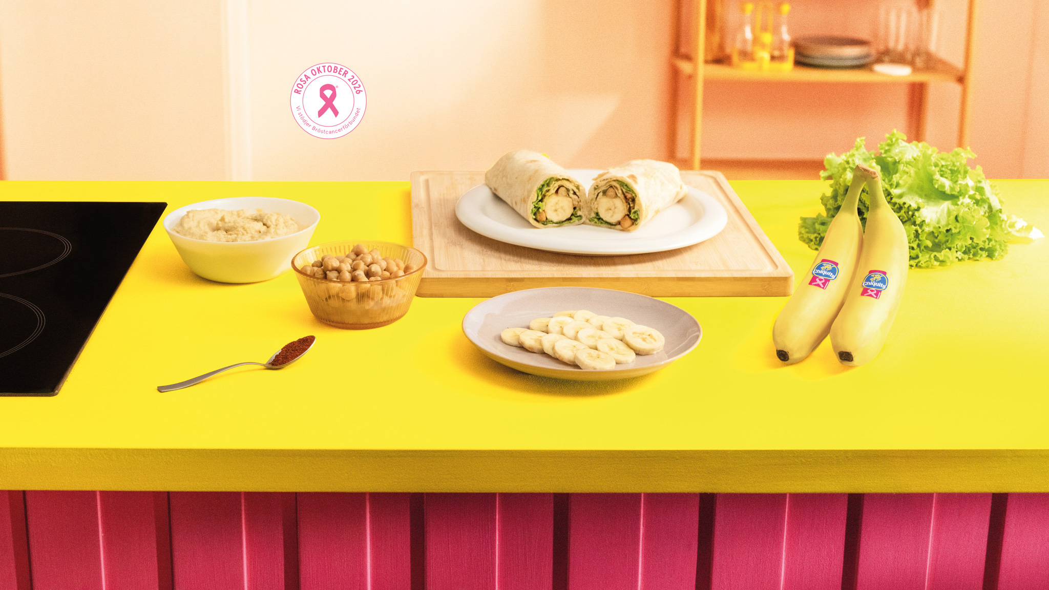 Fullkornswrap med Chiquita-banan, Hummus och Krispiga Kikärtor